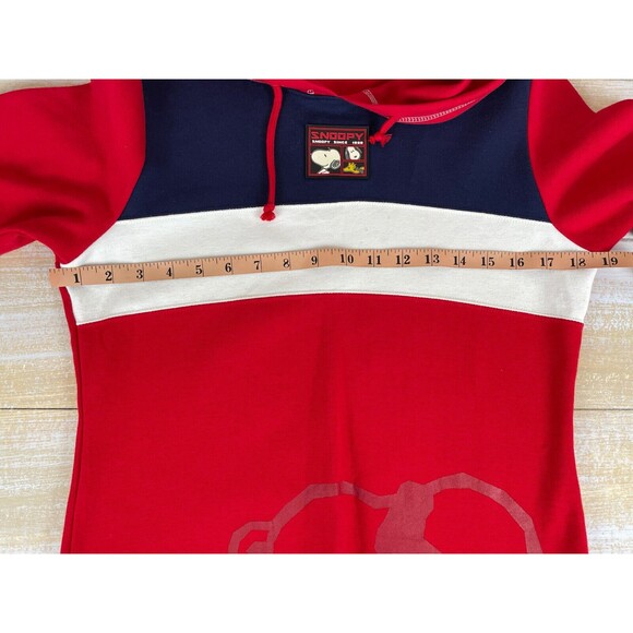 Snoopy Red White & Blue Hoodie Fleece Sweatshirt Lounge Dress - Picture 5 of 13